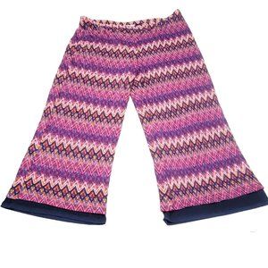 Trina Turk Womens Purple Pink Geometric Penelope Wide‎ Leg Crop Pants Size XL